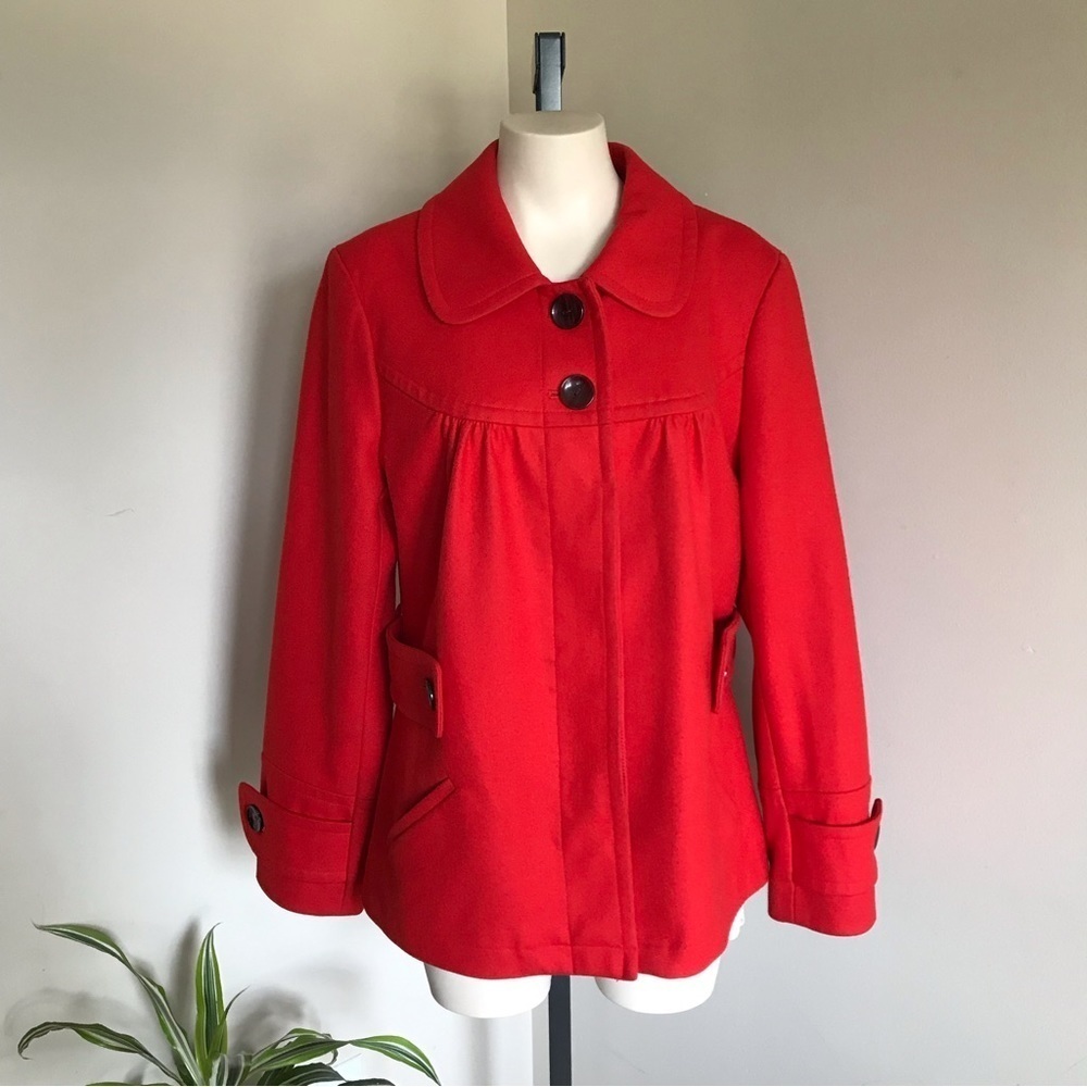 Style & Co Wool Coat Retro Red Size Large
